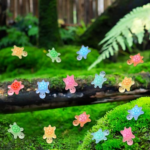 200 Pcs Mini Resin Turtles Glow in the Dark, Tiny Sea Turtle Animals to Hide Small Luminous Figures Miniature Plastic Ocea...