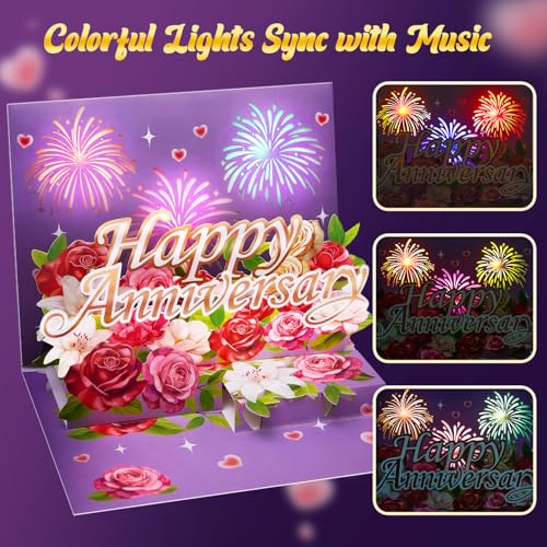 Airpark Anniversary Card with Music & Lights, 3D Pop Up Happy Anniversary Cards for Him Her Husband Wife Men Women, Ideal ...