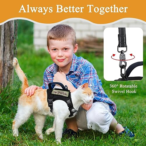 Tactical Cat Harness for Walking Escape Proof, Soft Mesh Adjustable Pet Vest Harness for Large Cat, Small Dog and Khaki (B...