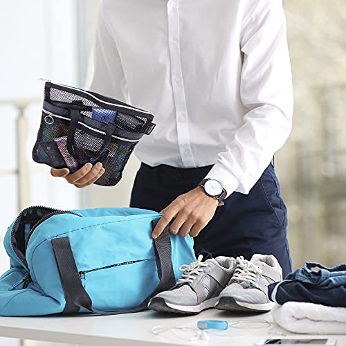 DV Lifestyle Mesh Shower Bag 10.2x9.9'' Quick-Dry Caddy with Zipper & 2 Pockets. Portable Toiletry Tote for Bathroom, Gym,...