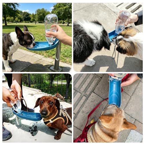 Billionchains Dog Water Bottle, 550ML Large Capacity Leak-Proof Portable Pet Water Dispenser with Carrying Lanyard, Ideal ...