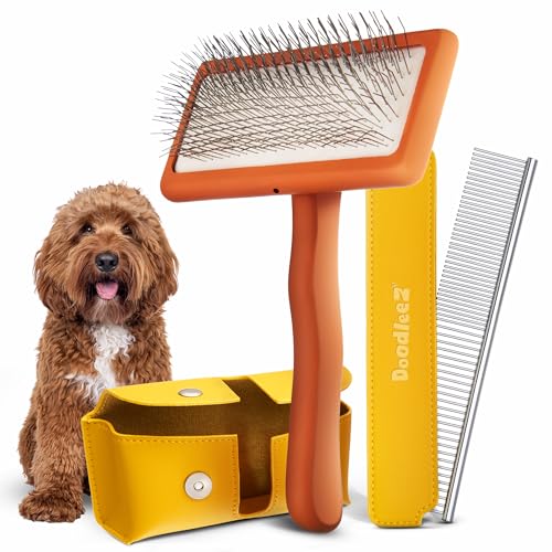 Slicker Brush for Dogs - Goldendoodle Brush with Poodle Comb and Cases Included - Goldendoodle Must Haves Grooming Tools -...