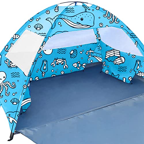 Ocean World 3-4 Person Family and Baby Beach Tent – Cool Beach Essentials for Shade, UPF 50+ UV Protection and PU800 Water...