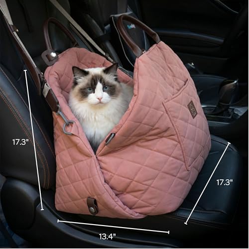 4 Cats & Dogs Mew Mew Travel Pet Bed – Soft Carrier for Small Dogs & Cats, Water-Resistant Quilted Shell, Adjustable Belt...