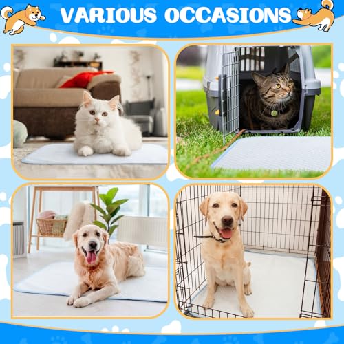 Chunful 4 Pack Pet Cooling Mat 26 x 20 Inches Cooling Pads for Cats Summer Ice Silk Self-Cooling Pet Mat Portable Washable...