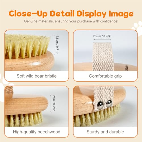 MLQGKUZ Professional Dog Brush Boar Bristle for Short-Haired Dogs - Reduces Shedding, Non-Slip Grip, Gentle Grooming