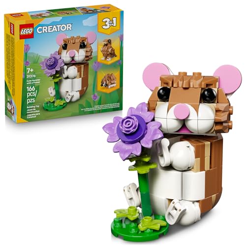 LEGO Creator 3 in 1 Cute Hamster with a Flower Building Toy for Girls & Boys, Ages 7+ - Kids Build a Hamster, Hedgehog or ...