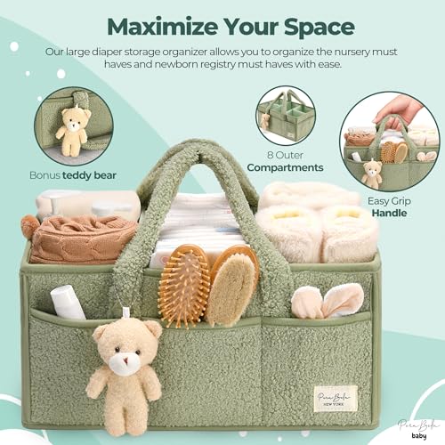 PeraBella Diaper Caddy Organizer for Changing Table, Storage Basket for Wipes, Gift for Baby Shower, Car Organizer, Nurser...