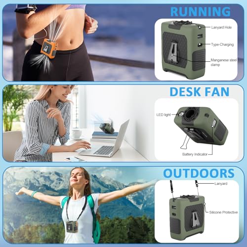 FANSYJKJ Portable Fan Wearable Personal Fan with 5 Speed Max 55 Working Hours Low Noise Portable Neck Fans Cooling Waist F...