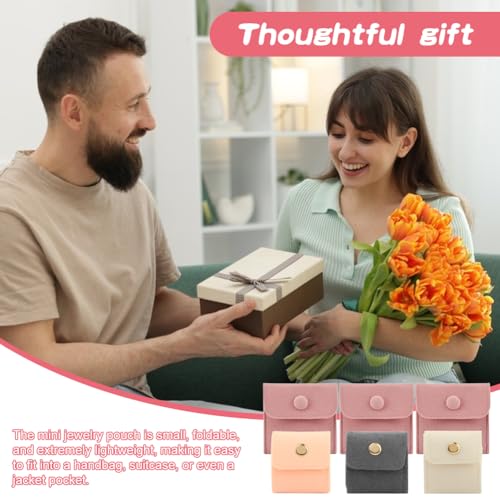 Londehuhai 6Pcs Portable Jewelry Organizer Bag Set, Mini Travel Jewelry Pouch with Buckle, Foldable Jewelr-y Roll Multi-Co...