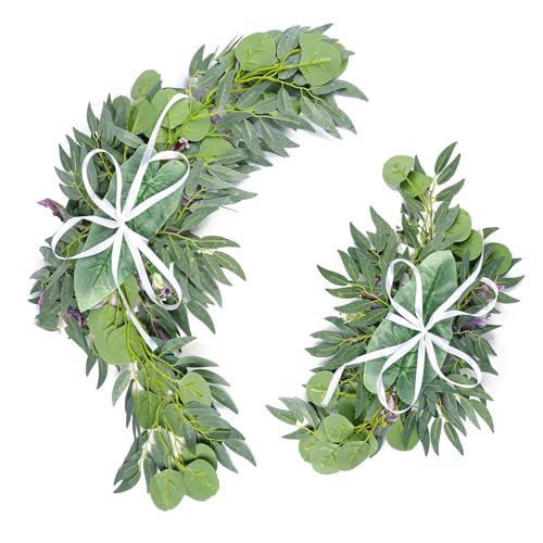 Roahosy Wedding Arch Flowers (Pack of 2), Purple Flower Swag Wedding Welcome Sign Floral Arrangements for Wedding Ceremony...