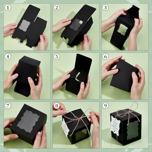 PH PandaHall 50 Sets Candles Gift Box, Clear Visible Kraft Paper Box 3.3x3.3x3.9 inch Candles Packaging Storage Box for 10...