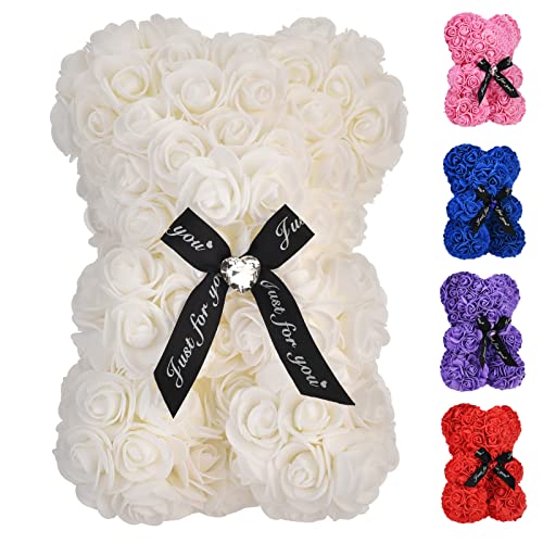 EALEBE Artificial Rose Flower Bear,Perfect Romantic Gift for Her, Valentine's Mother's Day, Christmas, Birthday,Thanksgivi...