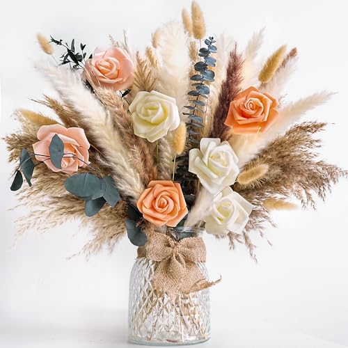 Dried Flower Bouquet | Pampas Grass Decor | Floral Arrangements for Home & Wedding | Boho, Rustic, and Modern Decorations...