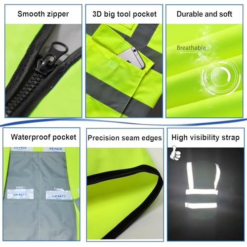 PANGTIKU Ice Cooling Vest for Men Women - Cool Vest with 20 Gel Ice packs Reflective Vest for Hot Weather Work Sport, X-La...