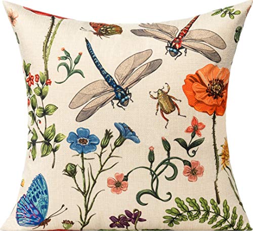 All Smiles Outdoor Patio Throw Pillow Covers 18x18 Set of 4 Spring Summer Garden Flowers Farmhouse Décor Outside Furniture...