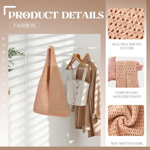 Crochet Beach Tote Bag Summer Vacation Hobo Tote Knit Bags for Women Mesh Woven Travel Crochet Purse Aesthetic Bag