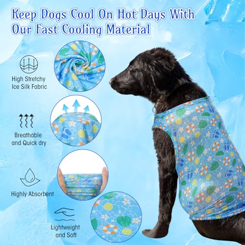 Dansydaisy 5 Pack Dog Cooling Shirts Quick Dry Vest Mesh Breathable Instant Cooling Dog Vest Lightweight Summer Beach Hawa...