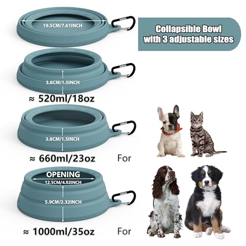 OHMO Spill Proof Collapsible Dog Water Bowl Large 34oz for Cars, No Splash Portable Bowls for Dog Travel, Pet Essentials f...