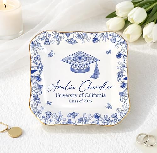 LOVELYPOD Personalized Graduation Trinket Tray, Personalized College Ring Dish, Custom College Grad Gift, 2026 Graduation ...