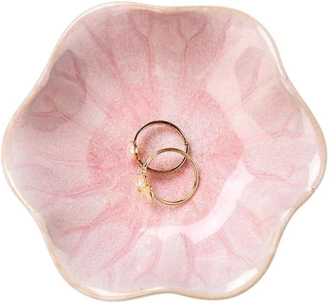 JAMEND CLXP Lotus Leaf Shape Decorative Ring Tray, Small Key Bowl, Ceramic Trinket Tray Jewelry Dish Organizing Necklace E...