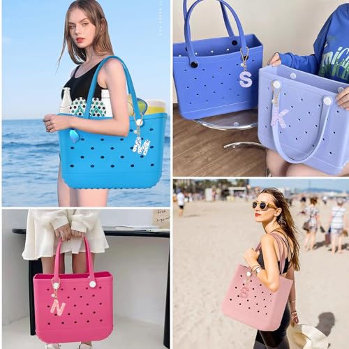 BOAJUNWU Bogg Bag Accessories,Bogg Bag Charms Keychain for Women Girls,Letter Charms for Beach Bitty Bogg Handbags Tote Bags