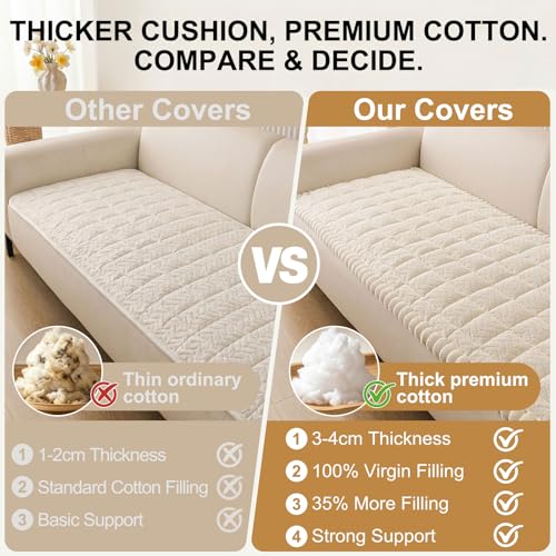 Smiry Non Slip Couch Covers for Dogs, Fuzzy Pet Couch Covers for 2-3 Cushion Sofa Pet Friendly, Soft Sofa Slipcovers Cushi...