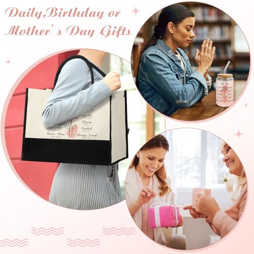 SilTriangle 6 Pcs Christian Gifts for Women Faith Set Mother's Day Religious Gift for Women with Tote Bag Makeup Bag Candl...