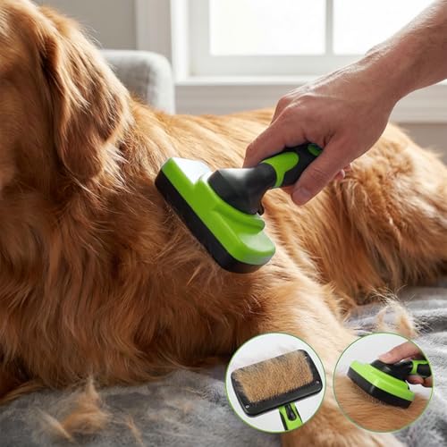 PETIMP STORE 4PCS Self Cleaning Slicker Brush, Pet Grooming Rake, Bath Brush & Massage Brush for Short/Long Haired Dogs, C...
