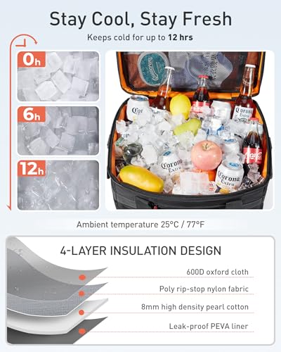 TOURIT Soft Sided Cooler Bag Insulated 48/60 Cans, Large Collapsible & Leakproof Ice Chest for Picnic, Beach, Camping, Travel