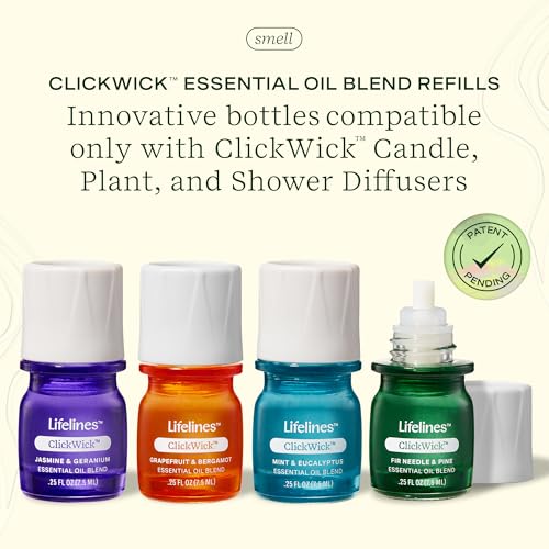 ClickWick Essential Oil Blends for Lifelines Diffusers, 4-Pack Discovery Set - Essential Oil Blend Refill for Candle, Plan...