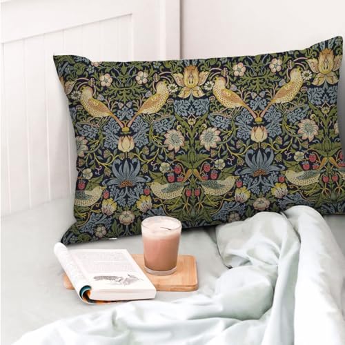 Jecuwo Floral Pillow Covers 12x20 Inch Set of 2, Sage Green Flower Bird Outdoor Decorative Throw Pillowcase William Morris...