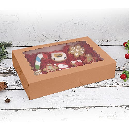 Tcoivs 20-Pack Bakery Boxes with Window, 12" x 8" x 2.5" Cookie Boxes, Treat Boxes, Large Donut Boxes for Muffins and Past...