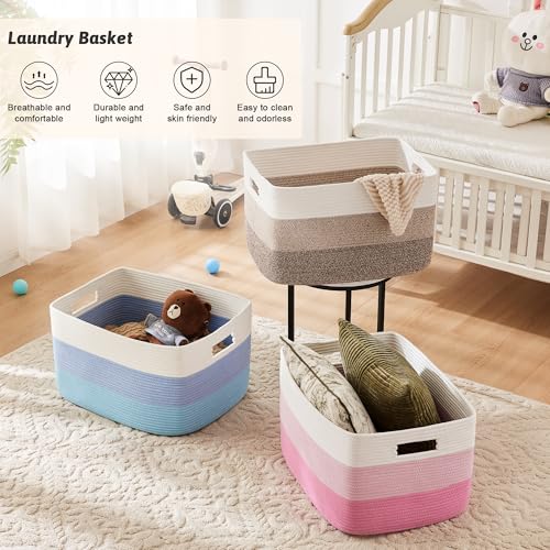 Artfeel Blanket Basket,Rectangle Woven Baskets for Storage,65L Laundry Basket for Decorative Nursery Blanket,Toys,Dirty Cl...