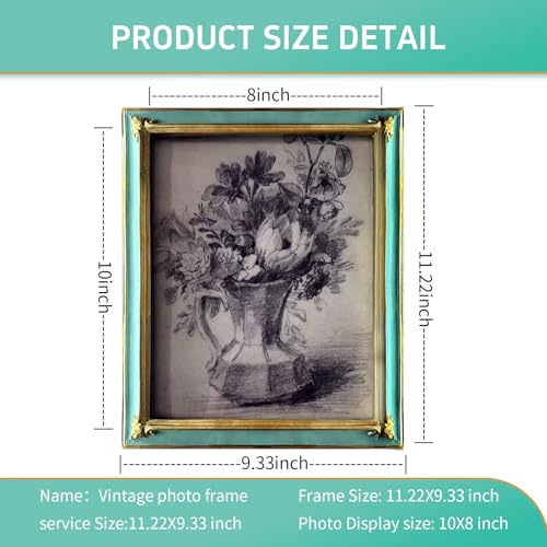 JINHUANG 8x10 inch Vintage Picture Frame, Elegant Antique Photo Frame with Glass Front, Antique Ornate Photo Frame Desktop...