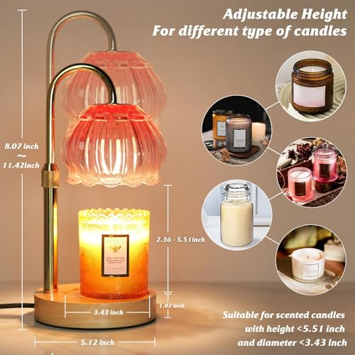 HAIDOLIANG Candle Warmer Lamp with Timer - Adjustable Height and Stepless Dimmable, Birthday Gifts for Women/Mom, Flower -...