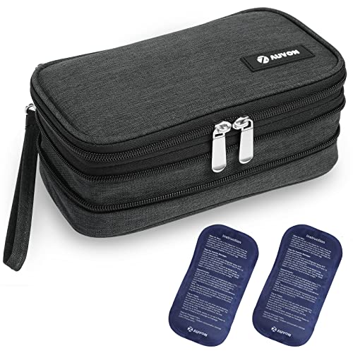 AUVON Expandable Insulin Cooler Travel Case with 2 × 180g Ice Packs, 10-12.5H Cooling Time for Flights & Road Trips, Porta...