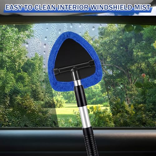 FoldTier 8 Pcs Car Windshield Cleaner Kits with Extendable Handle, 5 Microfiber Towel Pads, 1 Brush, 1 Empty Spray Bottle ...