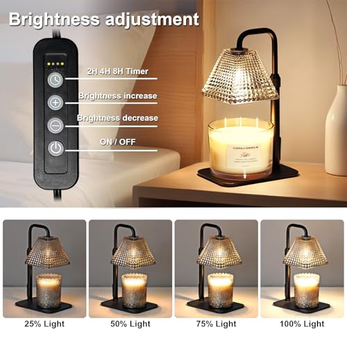 MUJTEO Candle Warmer Lamp with Timer Dimmer Adjustable Height,Electric Dimmable Wax Warmer for Scented Jar Candles,Mom Bir...