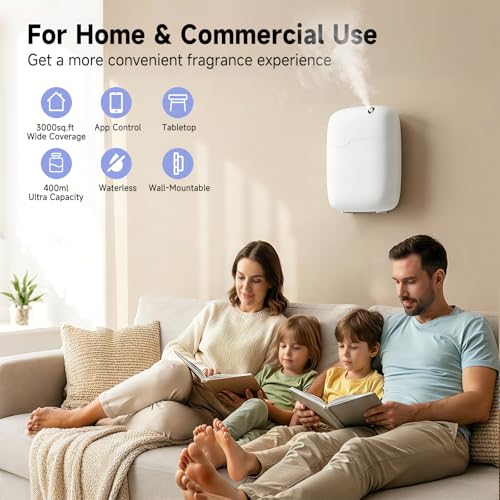 Waterless Essential Oil Diffuser - 3000 Sq.Ft Coverage, Whole-House Scent Diffuser Machine for Aromatherapy, 400ml Capacit...