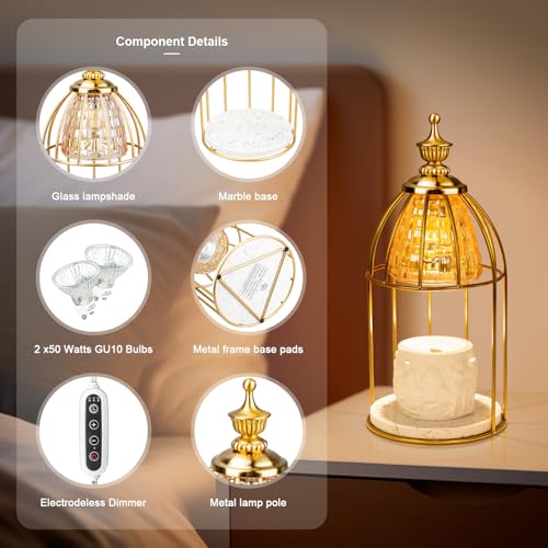 Shang Chiang TantaScent Electric Candle Warmer Lamp in Vintage Birdcage Design with Timer – Scented Jar Candle Melter for ...