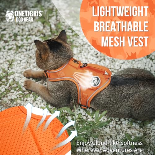 OneTigris Tactical Cat Harness and Leash - Escape Proof Soft Adjustable Cat Harness, Breathable, Comfortable, Durable Wate...