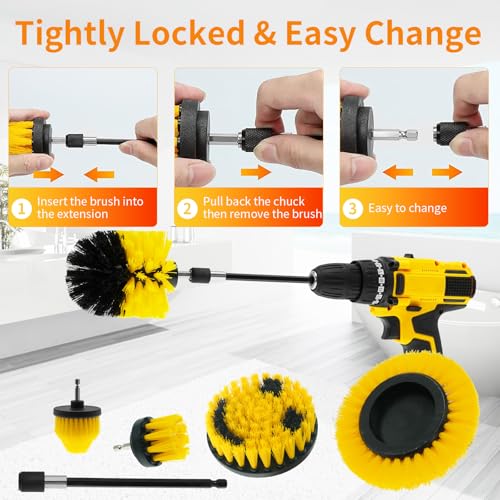 TOWBRUS 32 Pack Drill Brush Attachments Set Scrub Pads Sponge Buffing Pads Crevice Cleaning Brush for Home Bathroom Car Ki...
