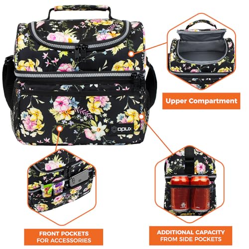 OPUX Lunch Box For Women, Insulated Large Lunch Bag Adult Work, Double Decker Lunchbox Meal Prep, Dual Compartment Leakpro...