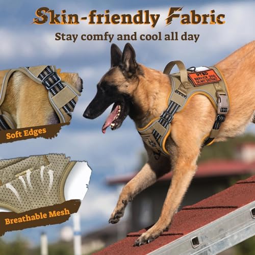 rabbitgoo Dog Harness for Large Dogs No Pull, Tactical Service Pet Vest with Molle and Control Handle, Adjustable and Refl...