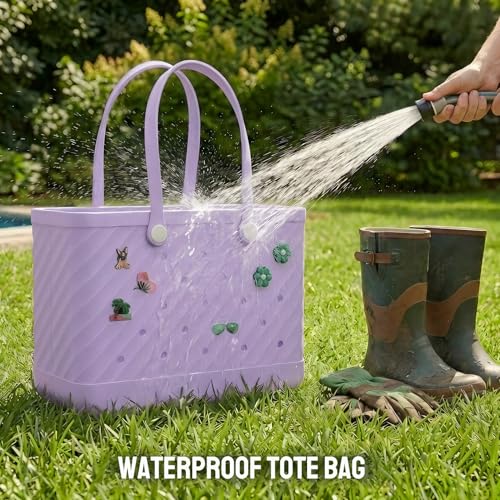 Armerssi Rubber Tote Bag for Women,Rubber Beach Bag Waterproof Sandproof Travel Pool Swim Sports