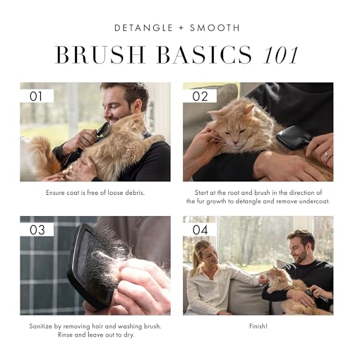 Tweezerman Dog and Cat Slicker Brush for Pets, Grooming Brush with Coated Bristles to Prevent Scratching and Ergonomic Handle