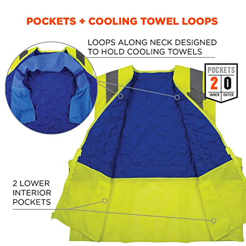 Ergodyne Chill Its 6668 Lightweight Cooling Safety Vest, High Visibility Reflective Type R, Class 2