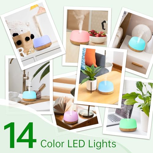 ASAKUKI Essential Oil Diffuser, 300ml Ultrasonic Aromatherapy Oil Humidifier with 7 Colors LED Lights, 2 Mist Mode for Hom...