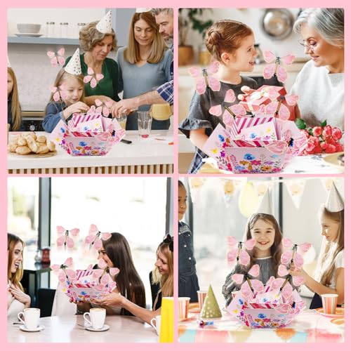 Butterfly Surprise Explosion Gift Box,Floral Printed Exploding Fantasy Box Pink DIY Creative Flying Butterfly Gift Package...